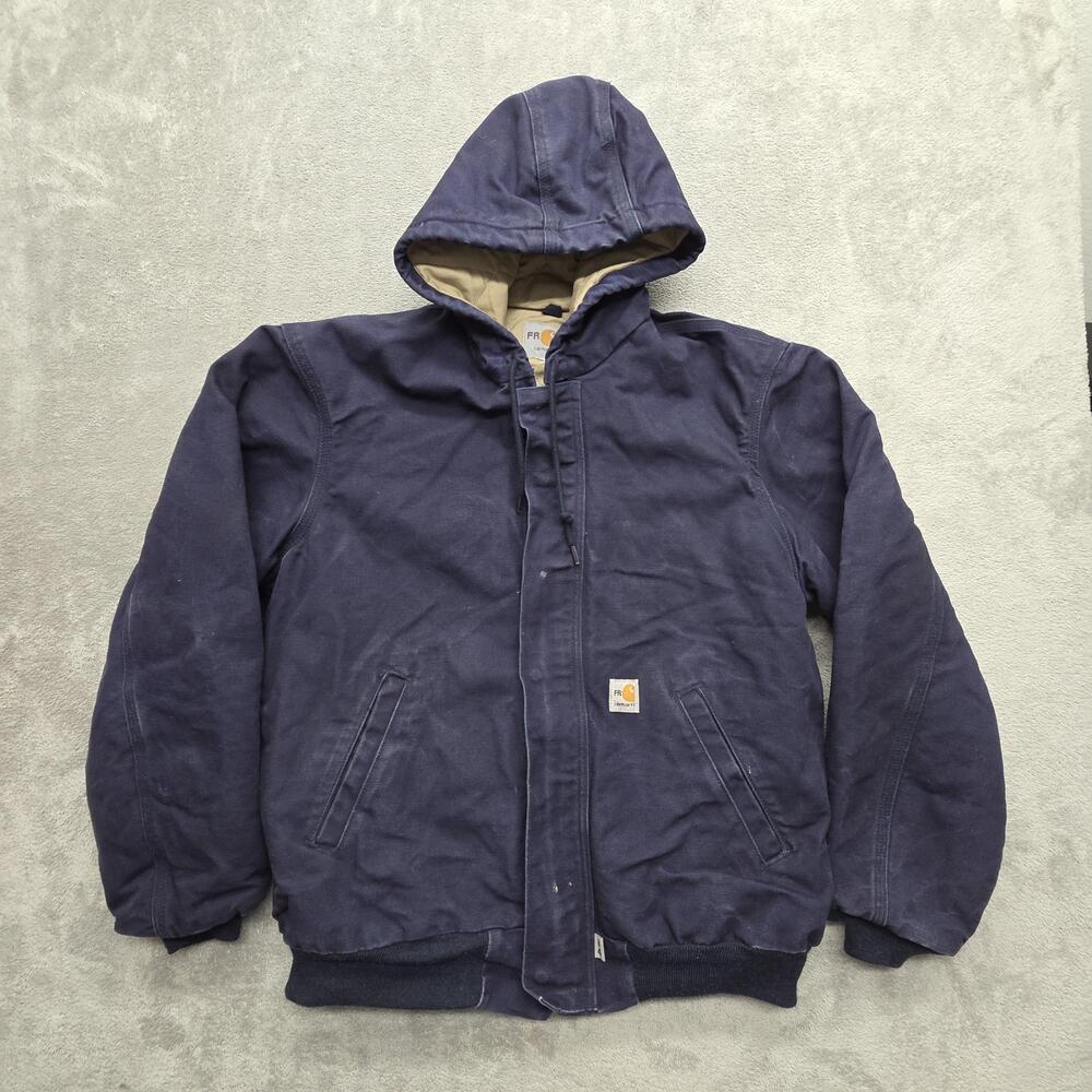 Carhartt Jacket Mens Blue Bomber Hooded Lined Insulated Full Zip Pockets